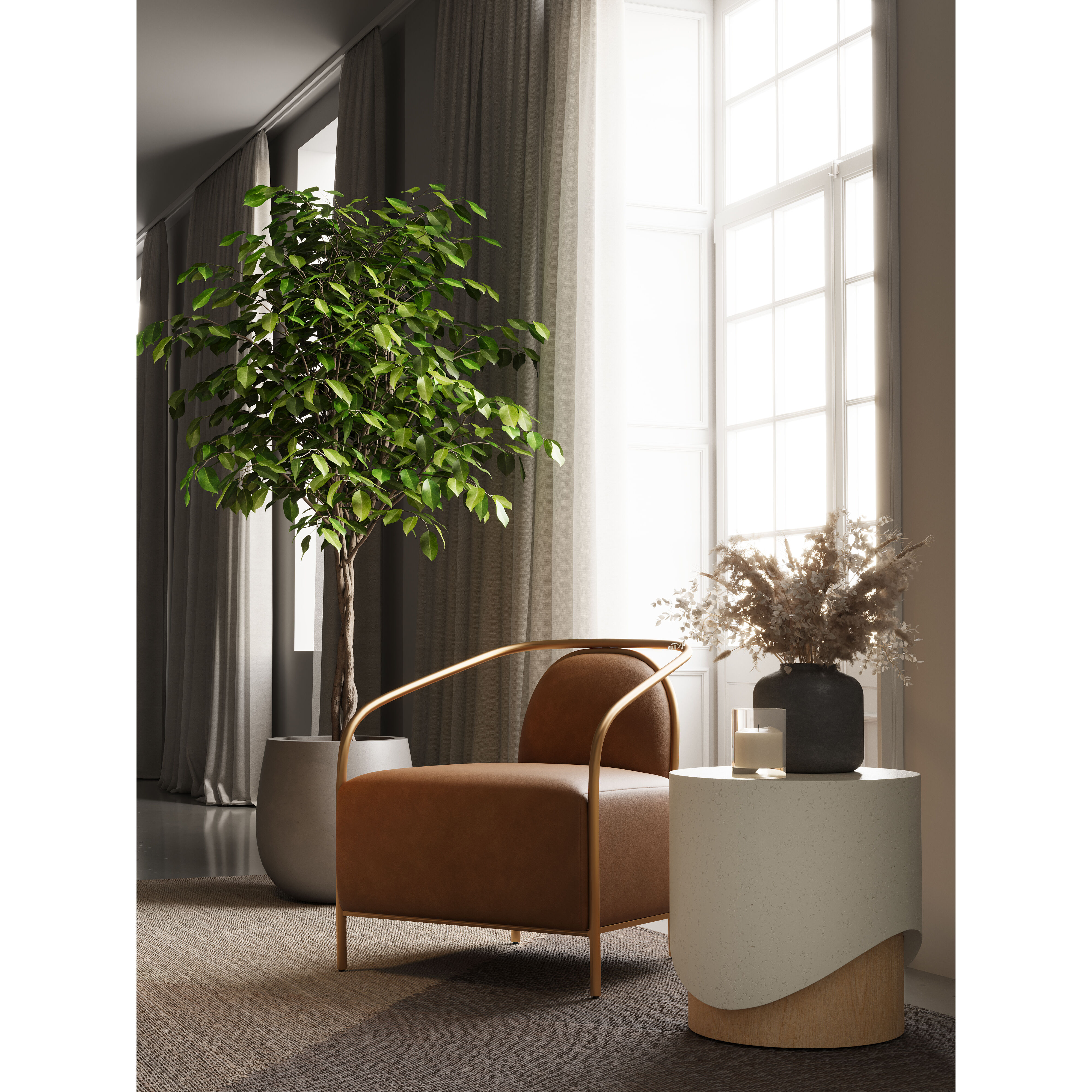 Cicero Milliken Cognac Lounge Chair