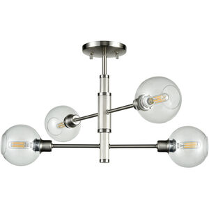 Ocean Drive 4 Light 22 inch Satin Nickel And Chrome Semi-flush Mount Ceiling Light