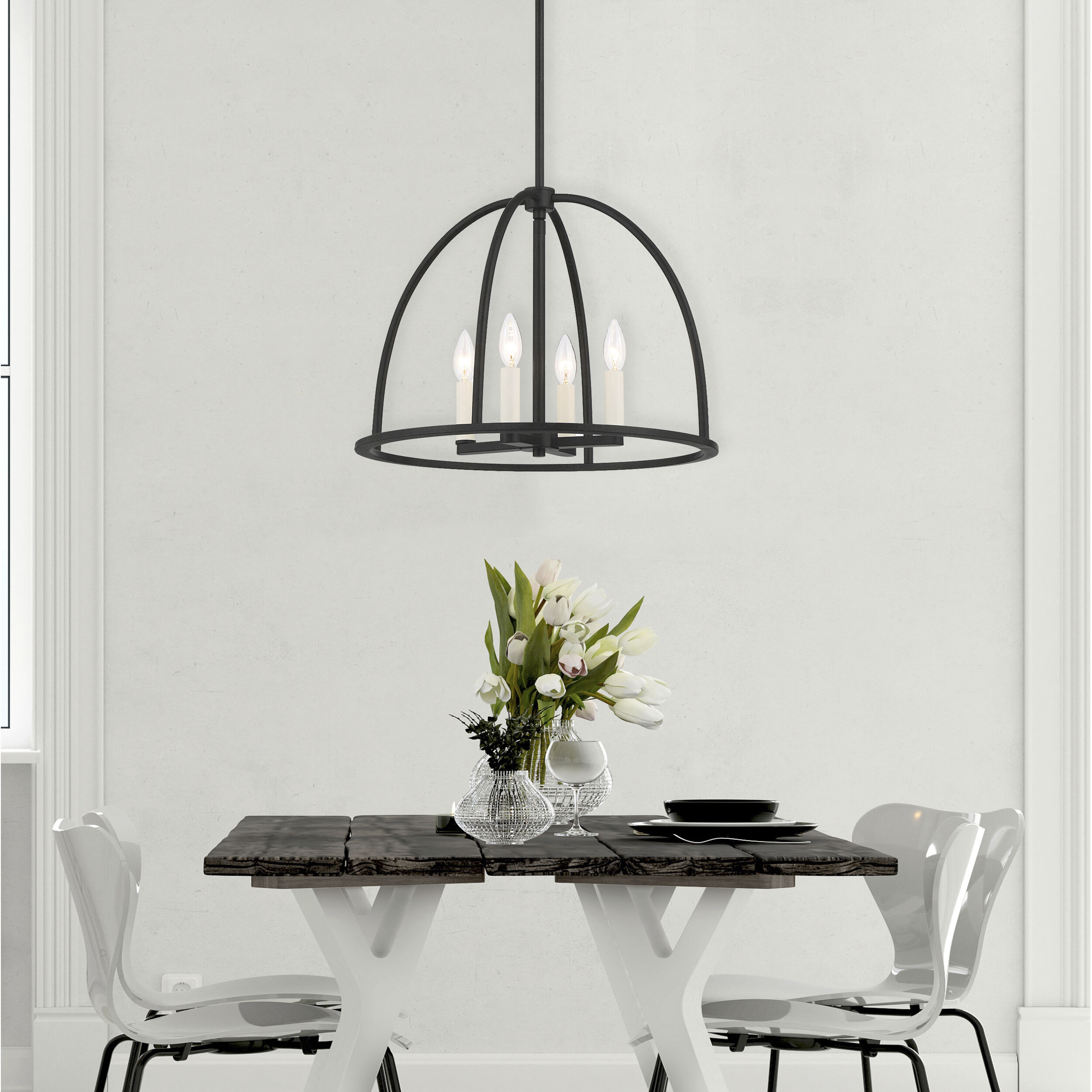 Abbott 4 Light 18.25 inch Black Lantern Chandelier Ceiling Light