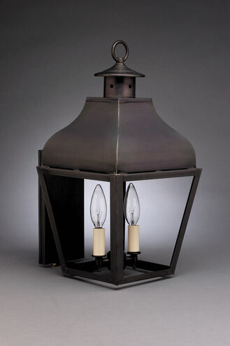 Stanfield 2 Light 18 inch Antique Copper Outdoor Wall Lantern in Clear Glass, Candelabra