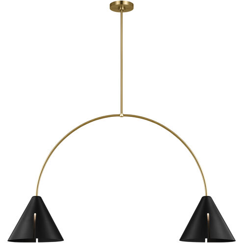 Kelly by Kelly Wearstler Cambre 2 Light 48 inch Midnight Black and Burnished Brass Linear Chandelier Ceiling Light in Midnight Black / Burnished Brass