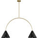 Kelly by Kelly Wearstler Cambre 2 Light 48 inch Midnight Black and Burnished Brass Linear Chandelier Ceiling Light in Midnight Black / Burnished Brass
