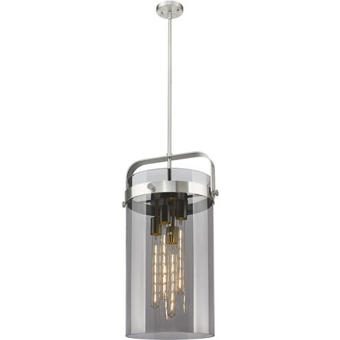 Downtown Urban Pilaster 4 Light 13.38 inch Satin Nickel Pendant Ceiling Light in Plated Smoke