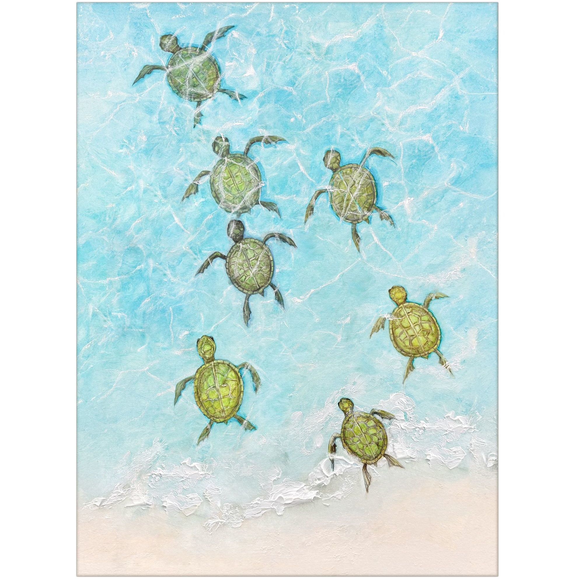 Swimming Turtles Blue and Beige and Green and Multi Canvas, Propac
