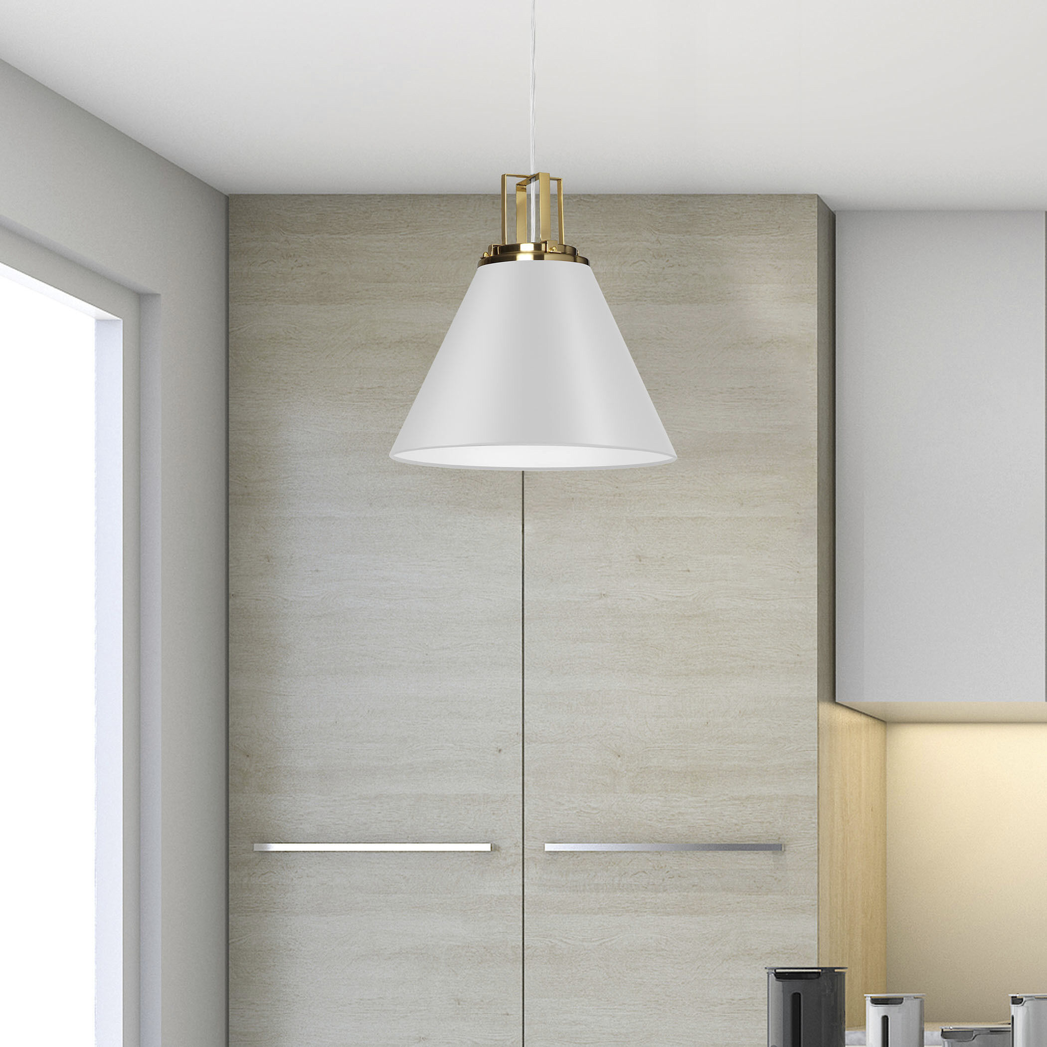 Sonus 1 Light 14 inch Matte White with Aged Brass Pendant Ceiling Light in Matte White/Aged Brass