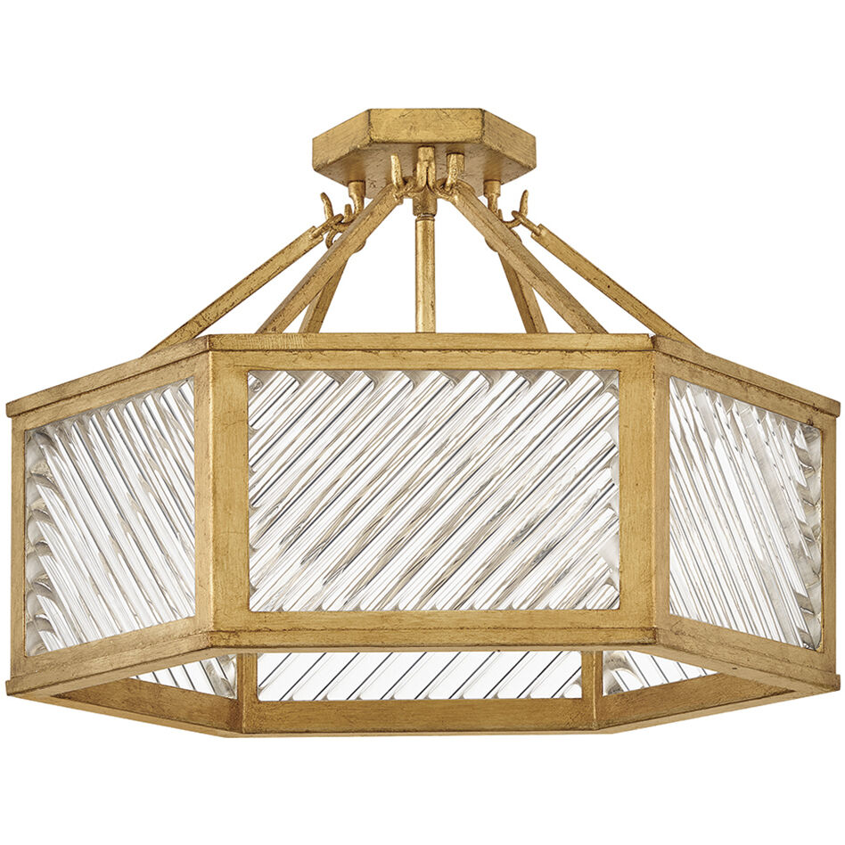 Lisa McDennon Sura 4 Light 19 inch Distressed Brass Semi-flush Mount Ceiling Light