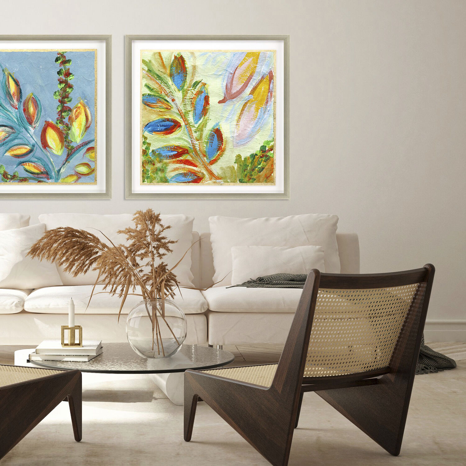 Sassy Botanica Blue and Green and Multi and Pink Framed Art