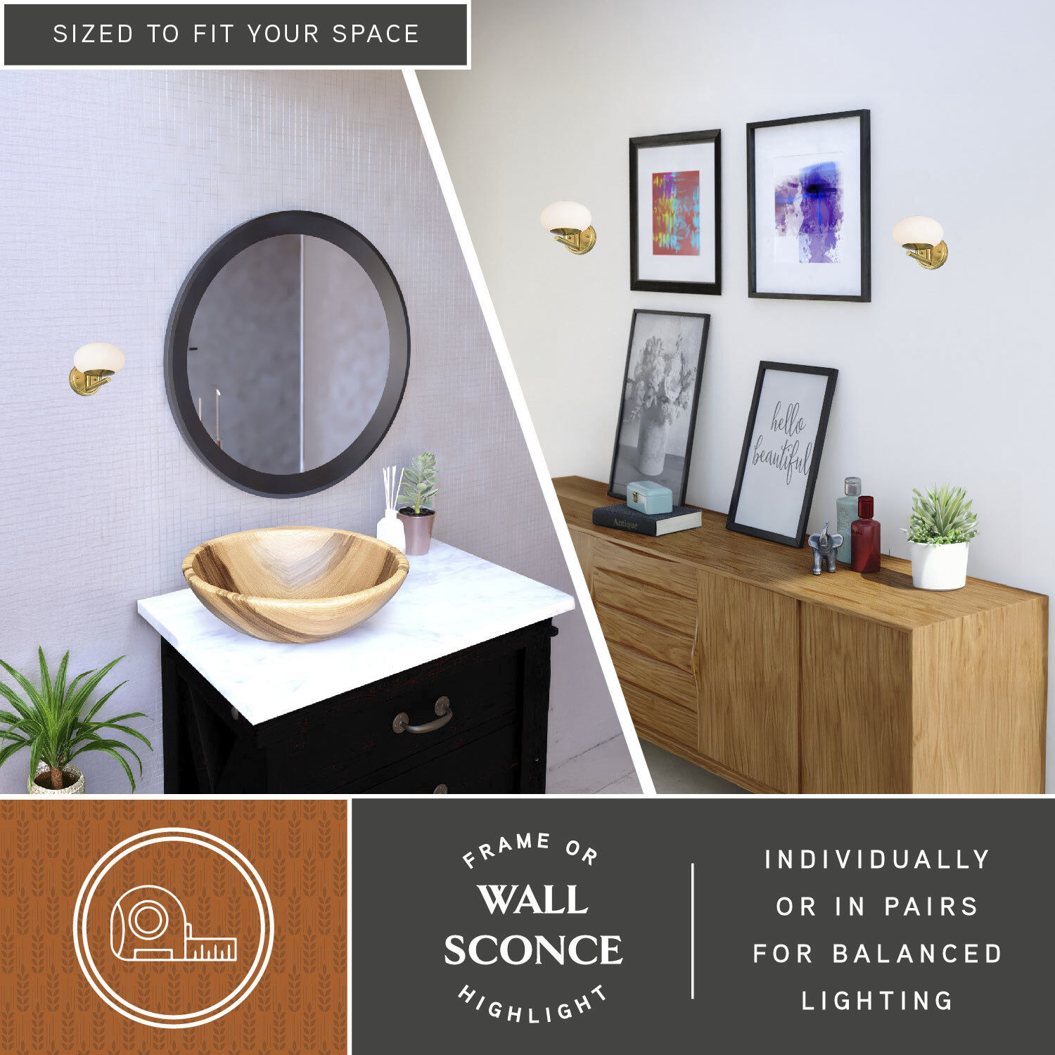 Sloane LED 6.75 inch Satin Brass Wall Light in 1