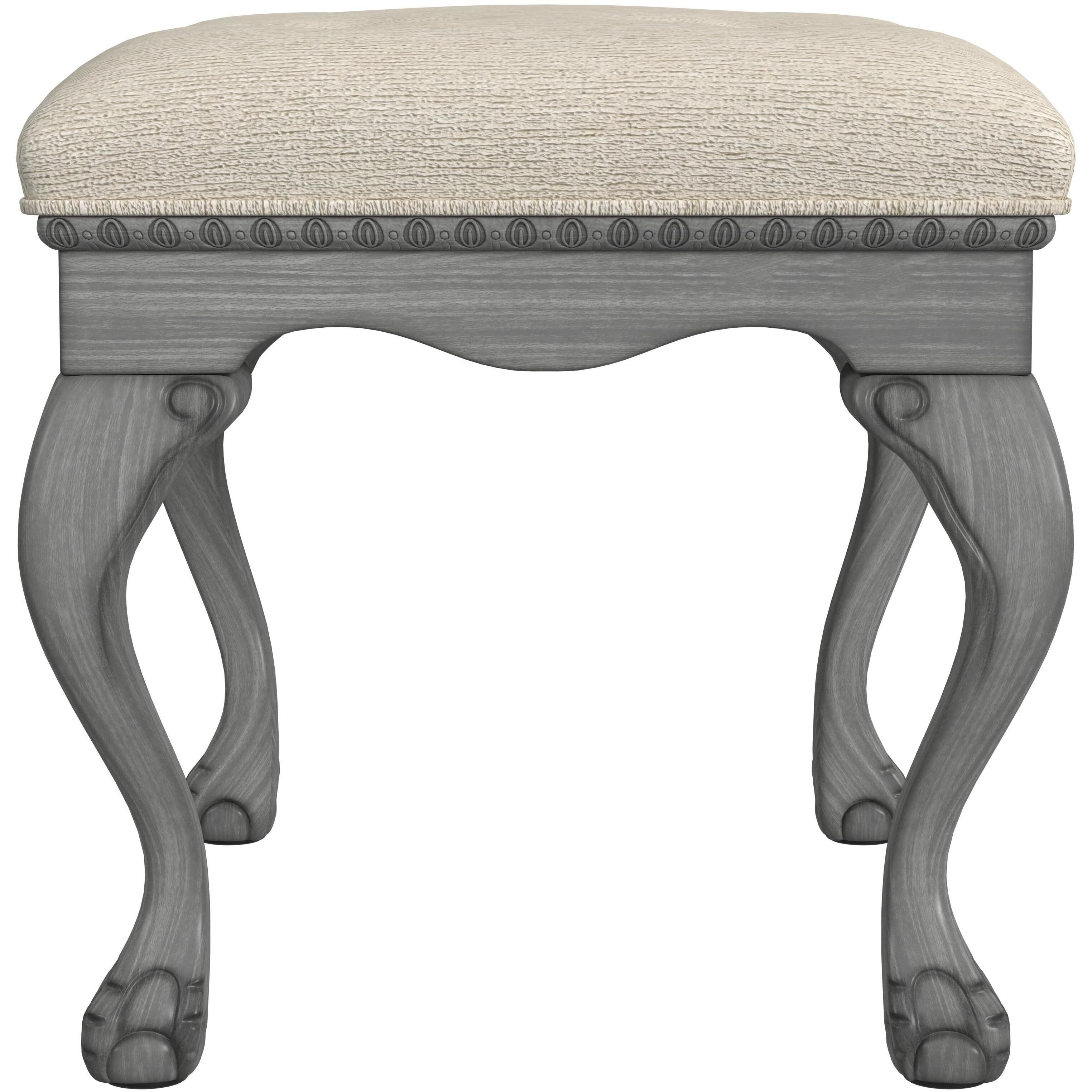 Ashford Upholstered 25.5"W Vanity Stool in Gray