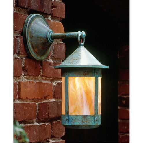 Berkeley 1 Light 18 inch Pewter Outdoor Wall Mount in Amber Mica