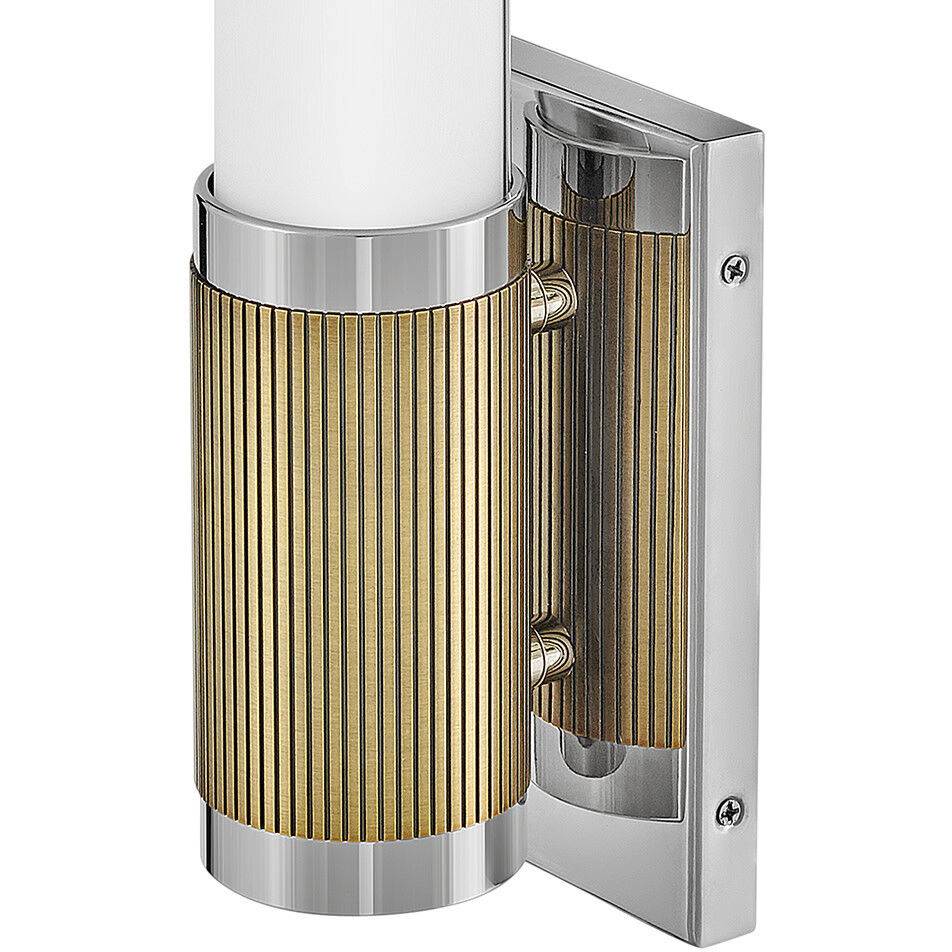 Zevi LED 5 inch Polished Nickel with Lacquered Brass Vanity Light Wall Light, Vertical