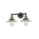 Franklin Restoration Halophane 2 Light 18 inch Black Antique Brass Bath Vanity Light Wall Light in Clear Halophane Glass, Franklin Restoration