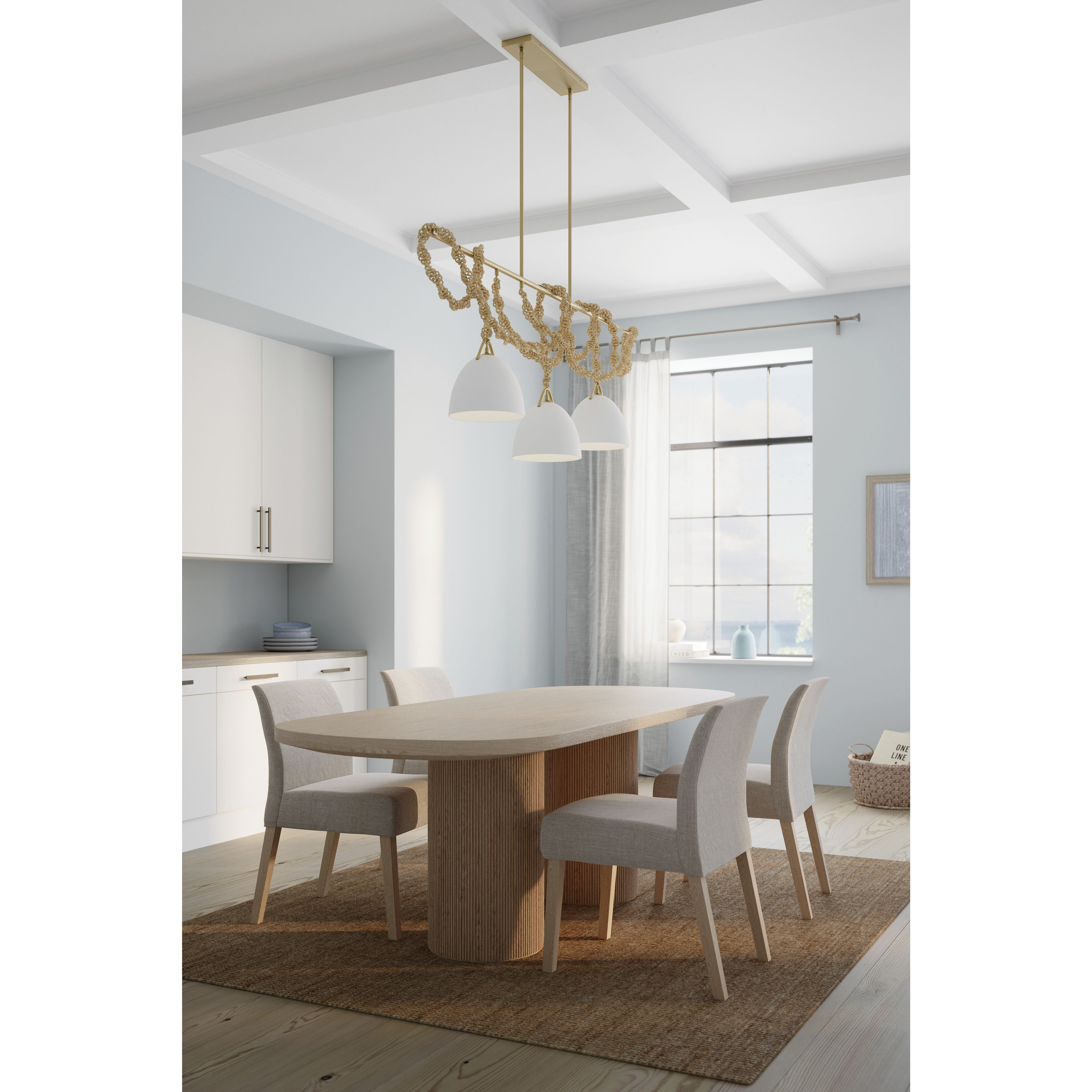 Cordon 3 Light 63.25 inch Legacy Brass Linear Chandelier Ceiling Light