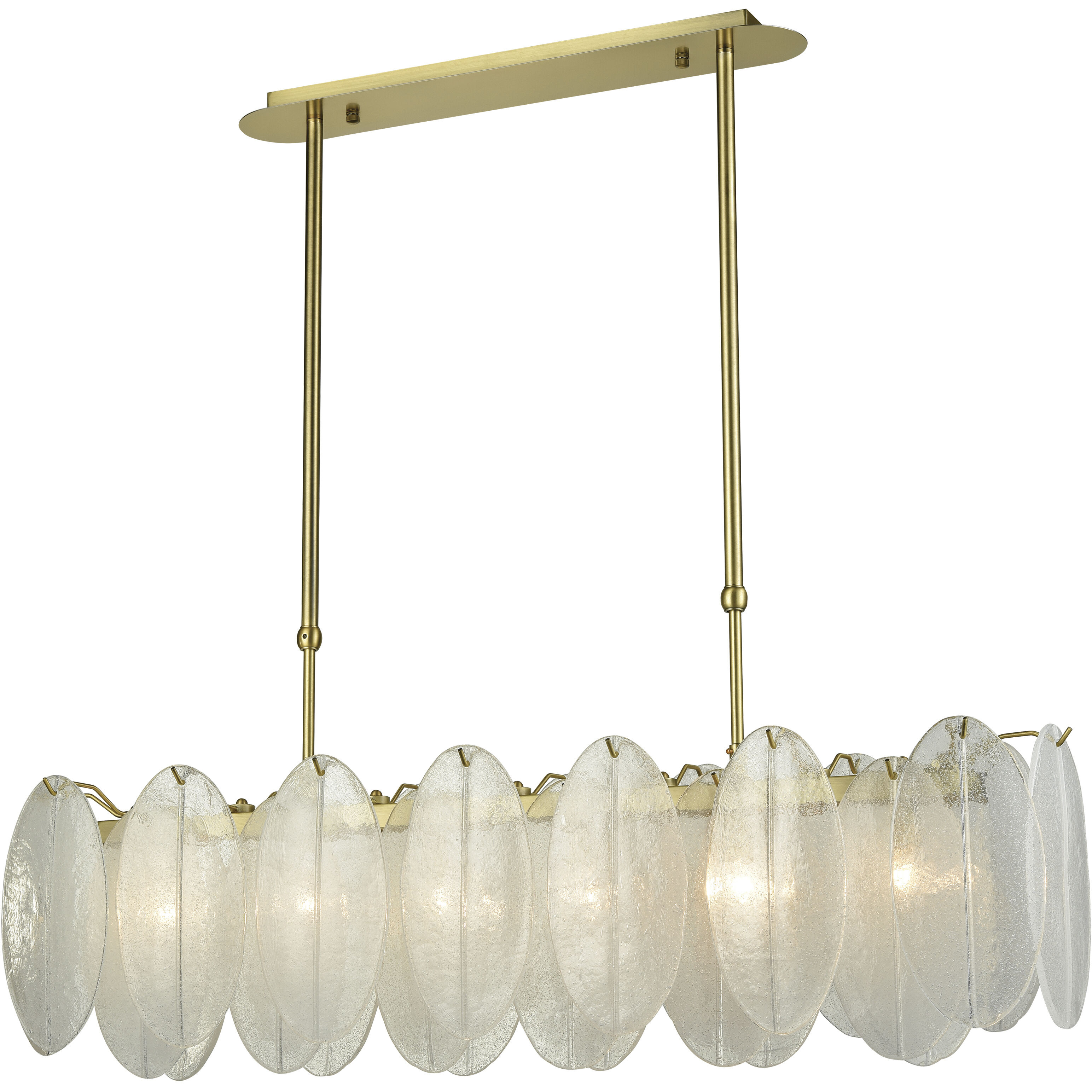 Hush 6 Light 47 inch Aged Brass with White Linear Chandelier Ceiling Light