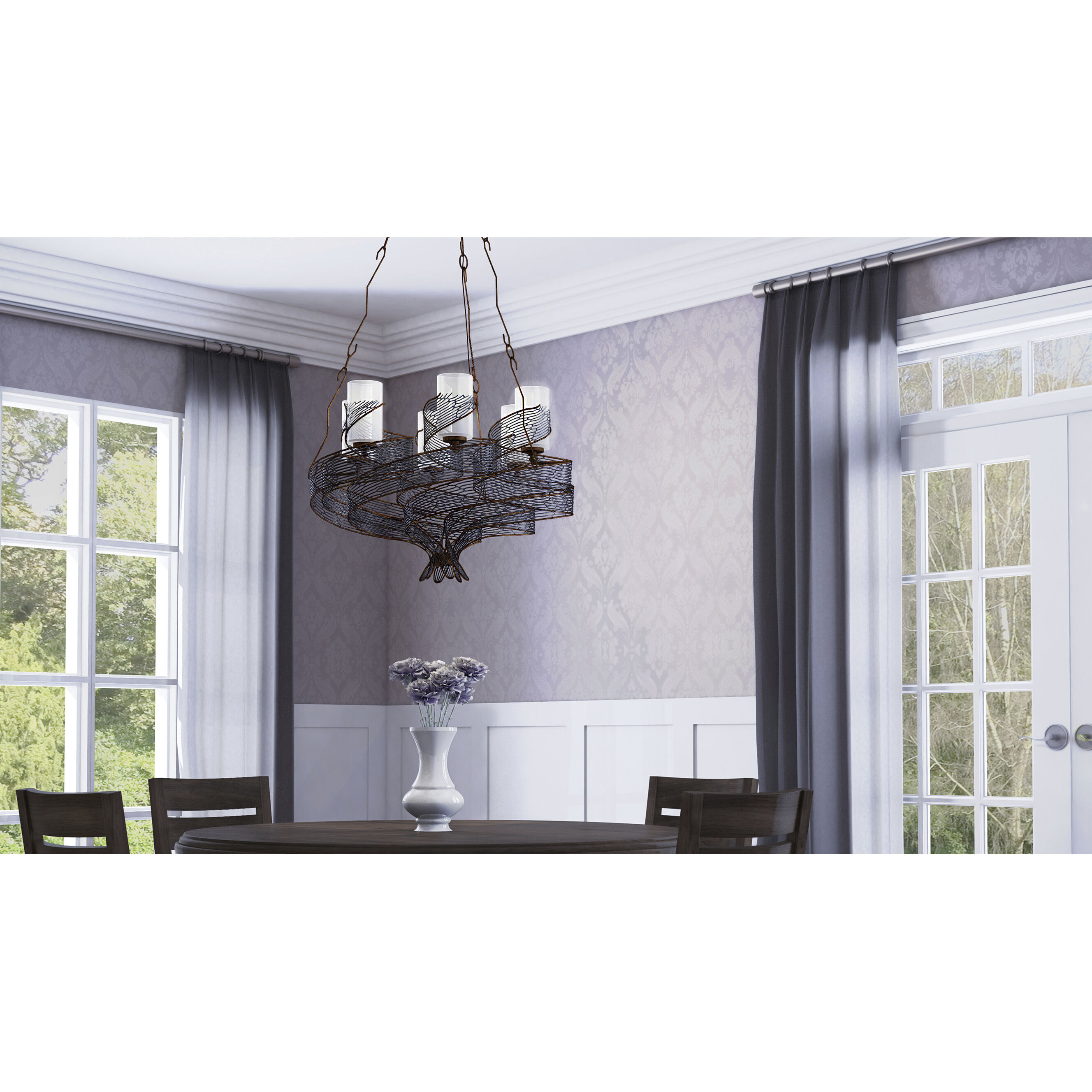 Flow 6 Light 28.5 inch Hammered Ore Chandelier Ceiling Light