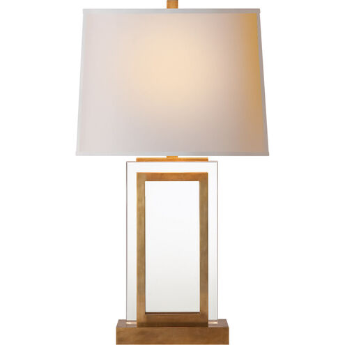 Visual Comfort Signature Collection  Visual Comfort CHA8983AB-NP Chapman &  Myers Crystal Panel 29.5 inch 150 watt Antique-Burnished Brass Table Lamp  Portable Light in Natural Paper