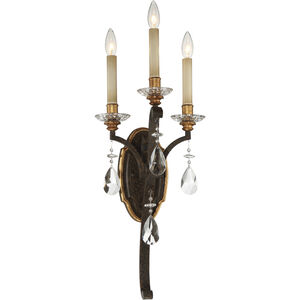 Chateau Nobles 3 Light 11.75 inch Raven Bronze with Sunburst Gold Wall Sconce Wall Light