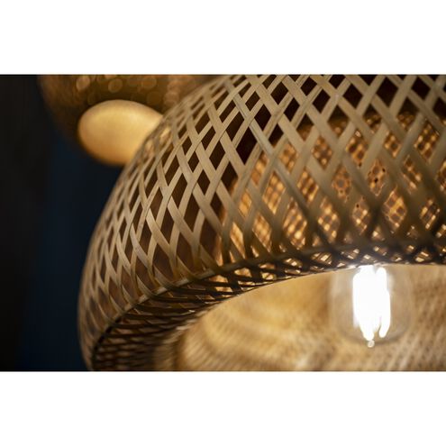 Tulum 1 Light 17 inch Bamboo Wicker and Black Pendant Ceiling Light