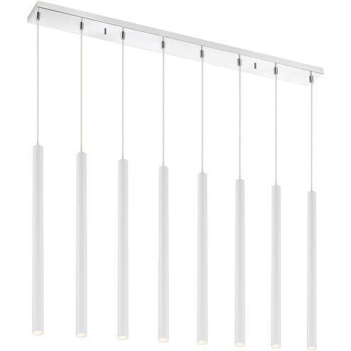 Forest LED 44.25 inch Chrome Linear Chandelier Ceiling Light in 8, 30, Matte White Steel