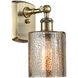 Ballston Cobbleskill LED 5 inch Antique Brass Sconce Wall Light in Mercury Glass, Ballston