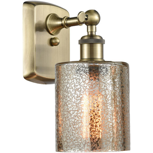 Ballston Cobbleskill LED 5 inch Antique Brass Sconce Wall Light in Mercury Glass, Ballston