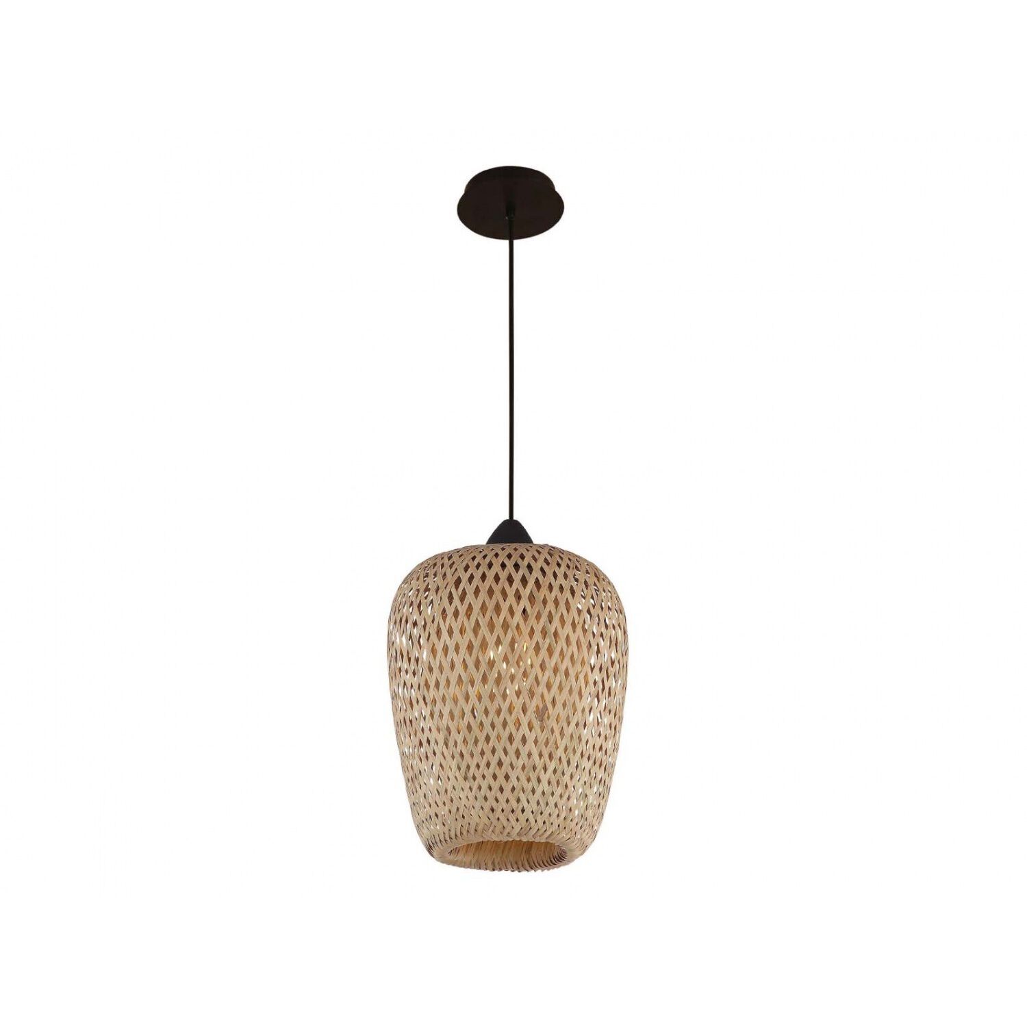 Tulum 1 Light 7 inch Bamboo Wicker and Black Pendant Ceiling Light