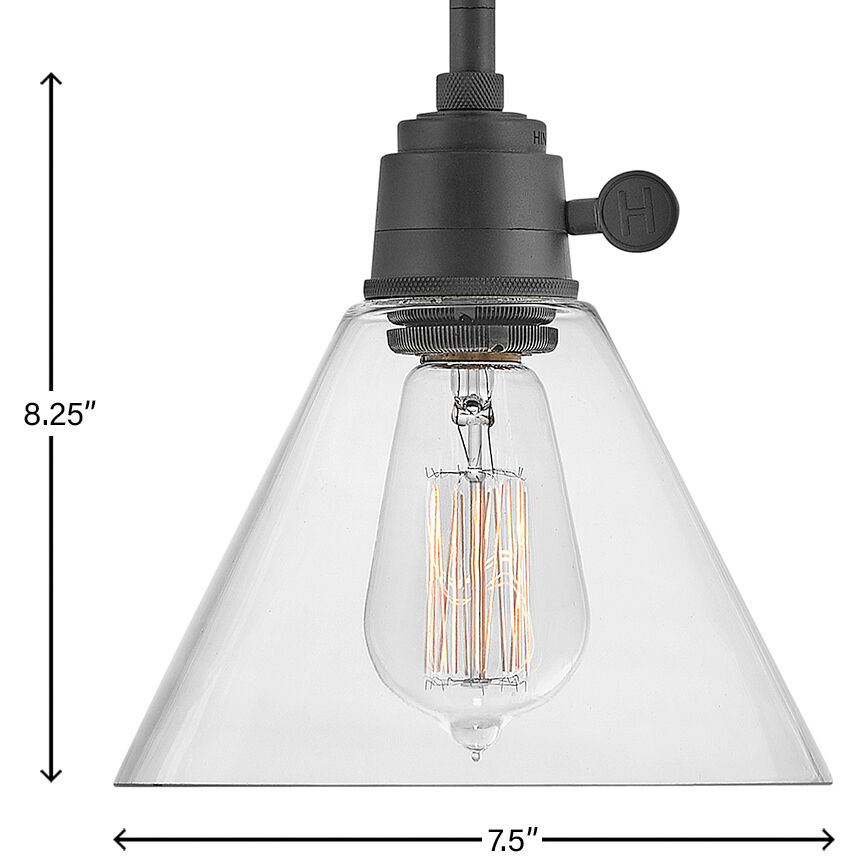Arti 1 Light 7.5 inch Black Indoor Pendant Ceiling Light in Clear