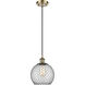 Ballston Farmhouse Chicken Wire LED 8 inch Antique Brass Mini Pendant Ceiling Light, Ballston