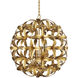 Helenium 6 Light 24 inch Contemporary Gold Leaf and Contemporary Gold Orb Chandelier Ceiling Light