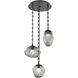 Cosmos LED 22.2 inch Matte Black Multi-Pendant Ceiling Light in 3000K LED, Smoke, Rectangular Chain