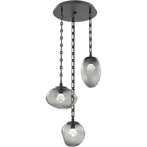 Cosmos LED 22.2 inch Matte Black Multi-Pendant Ceiling Light in 3000K LED, Smoke, Rectangular Chain