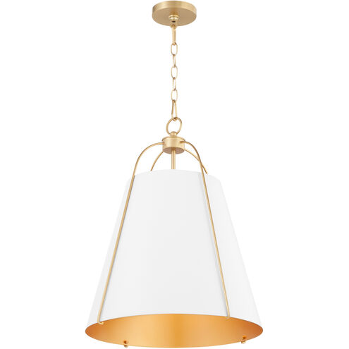 Jamie 3 Light 18 inch Studio White and Aged Brass Pendant Ceiling Light