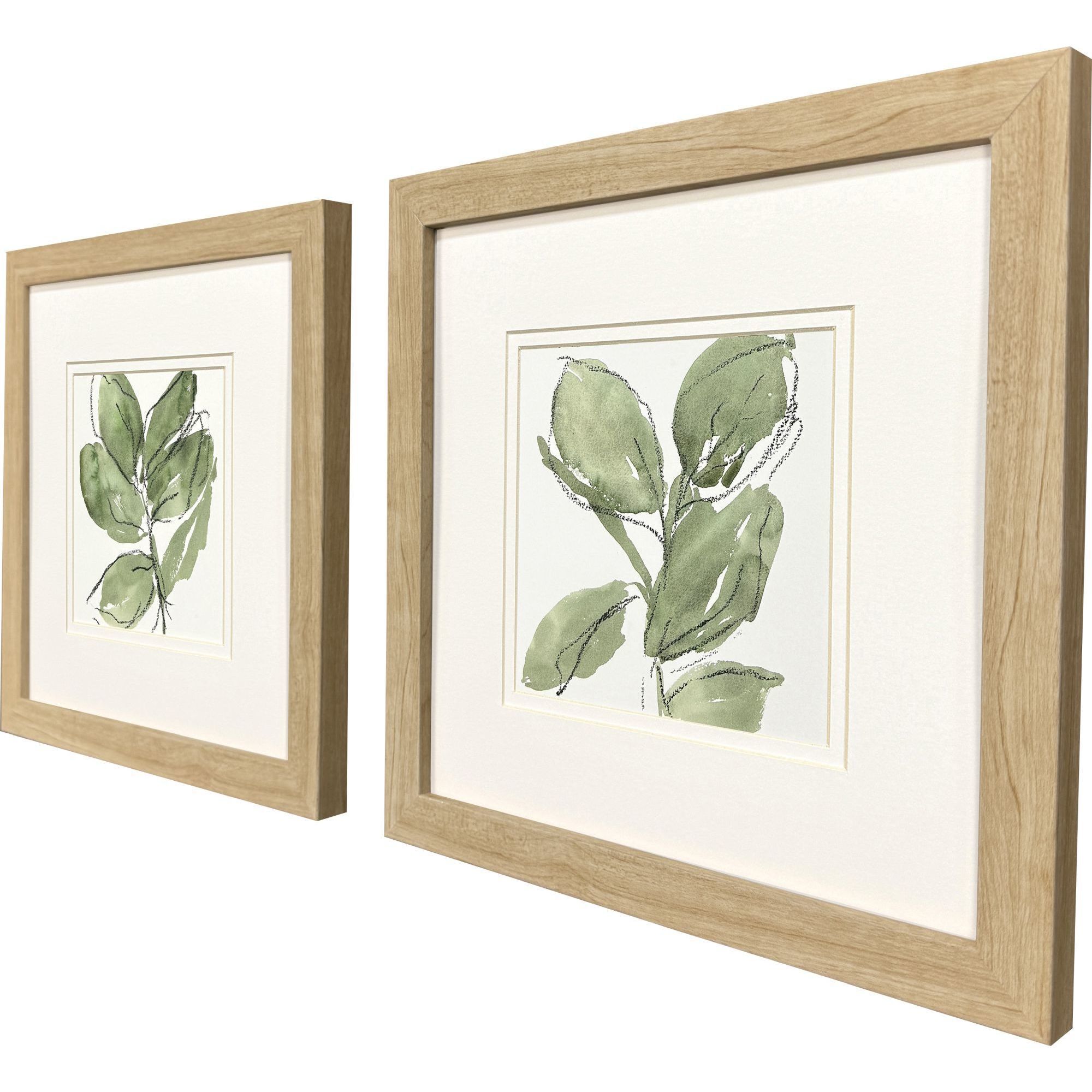 Summer Leaves Green and Black and White Framed Art, Propac