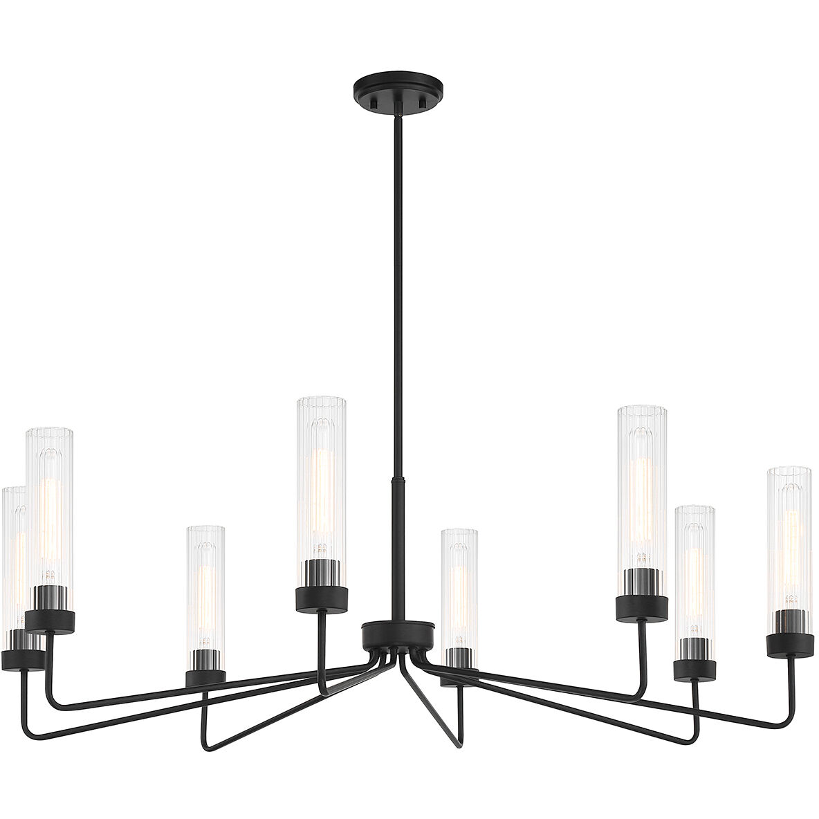 Baker 8 Light 44 inch Matte Black Chandelier Ceiling Light, Essentials