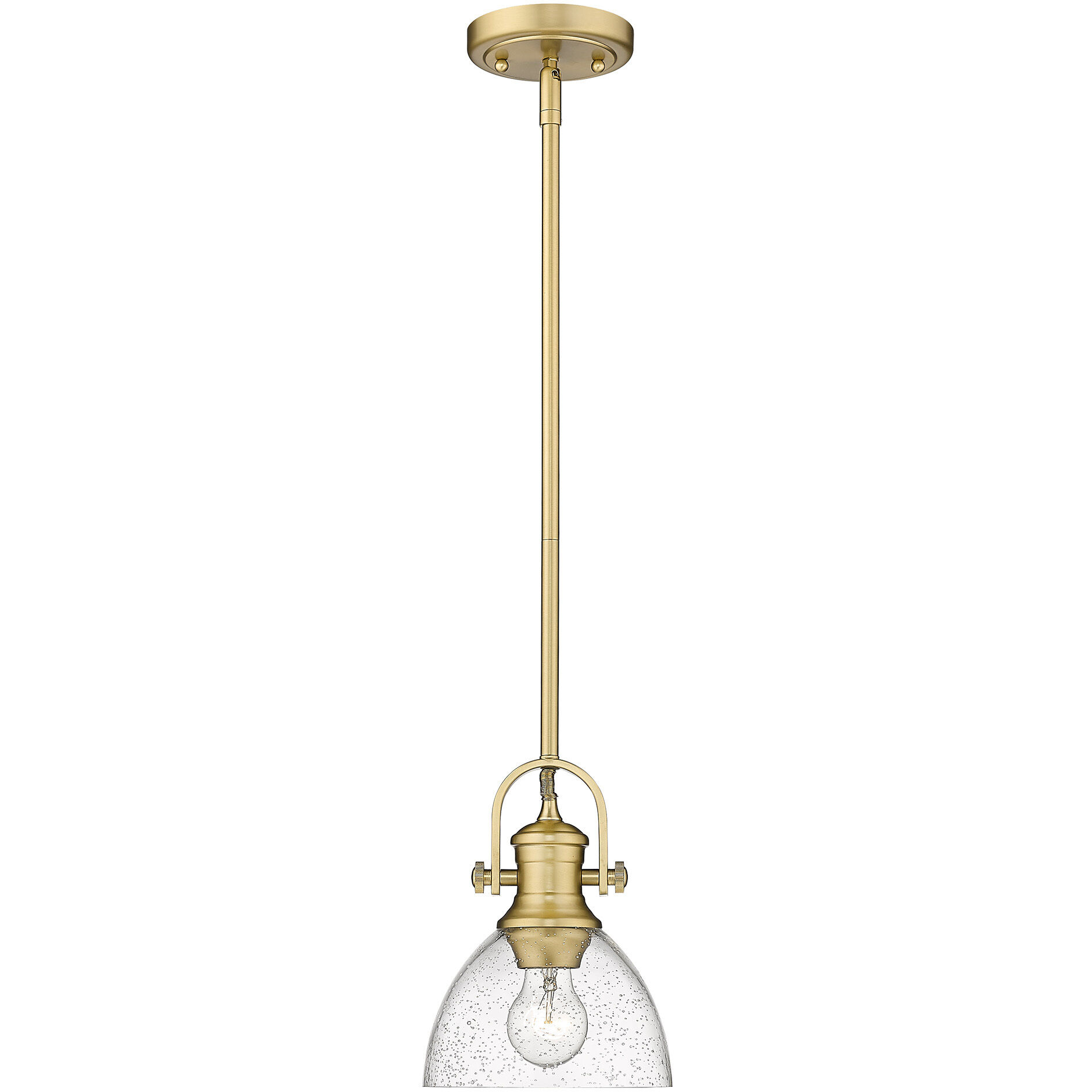 Yep Hines 1 Light 6.88 inch Brushed Champagne Brass Pendant Ceiling Light in Seeded Glass