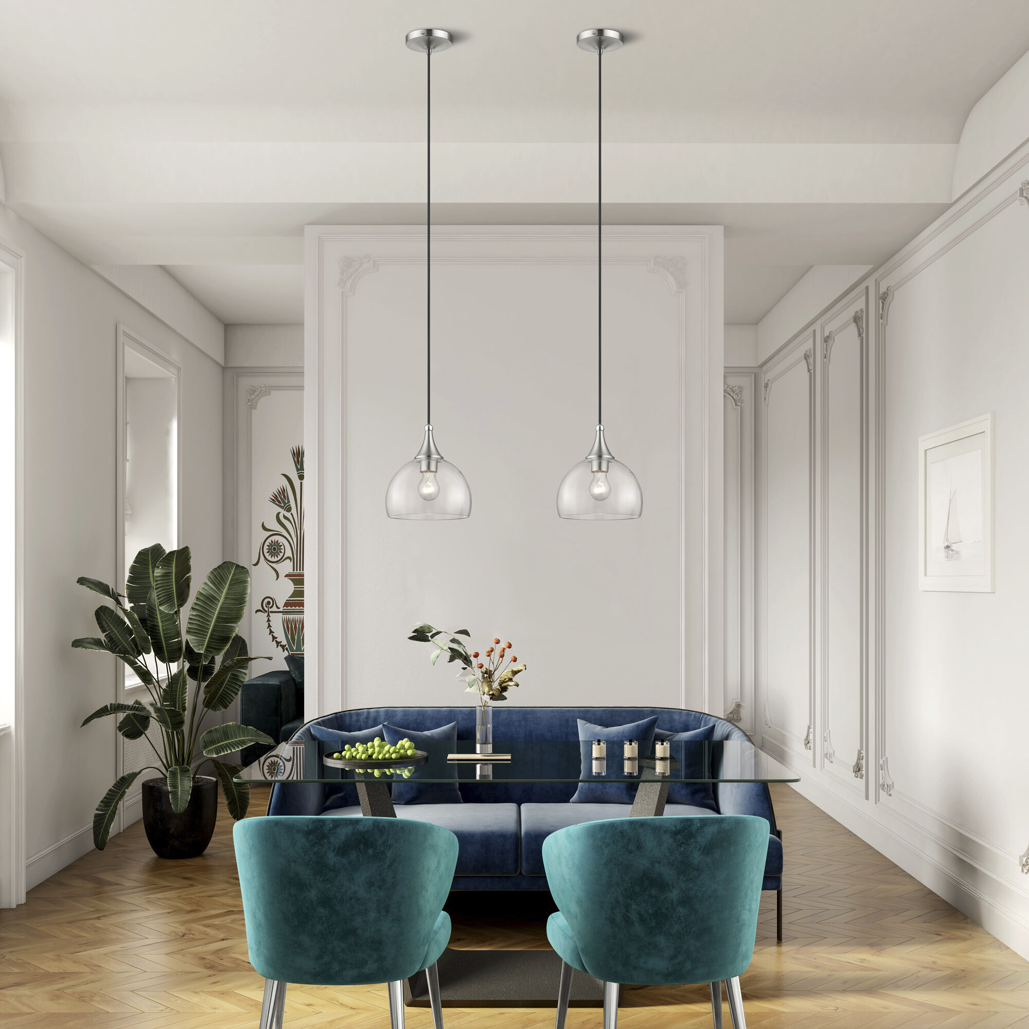 Glendon 1 Light 8.25 inch Brushed Nickel with Polished Chrome Finish Accents Glass Pendant Ceiling Light in Brushed Nickel & Polished Chrome