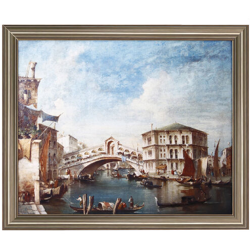 Grand Canal with Gondolas and the Rialto Bridge Multicolor Wall Art