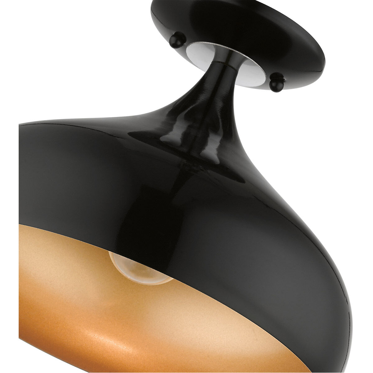 Amador 1 Light 12 inch Shiny Black with Polished Chrome Accents Semi-Flush Mount Ceiling Light