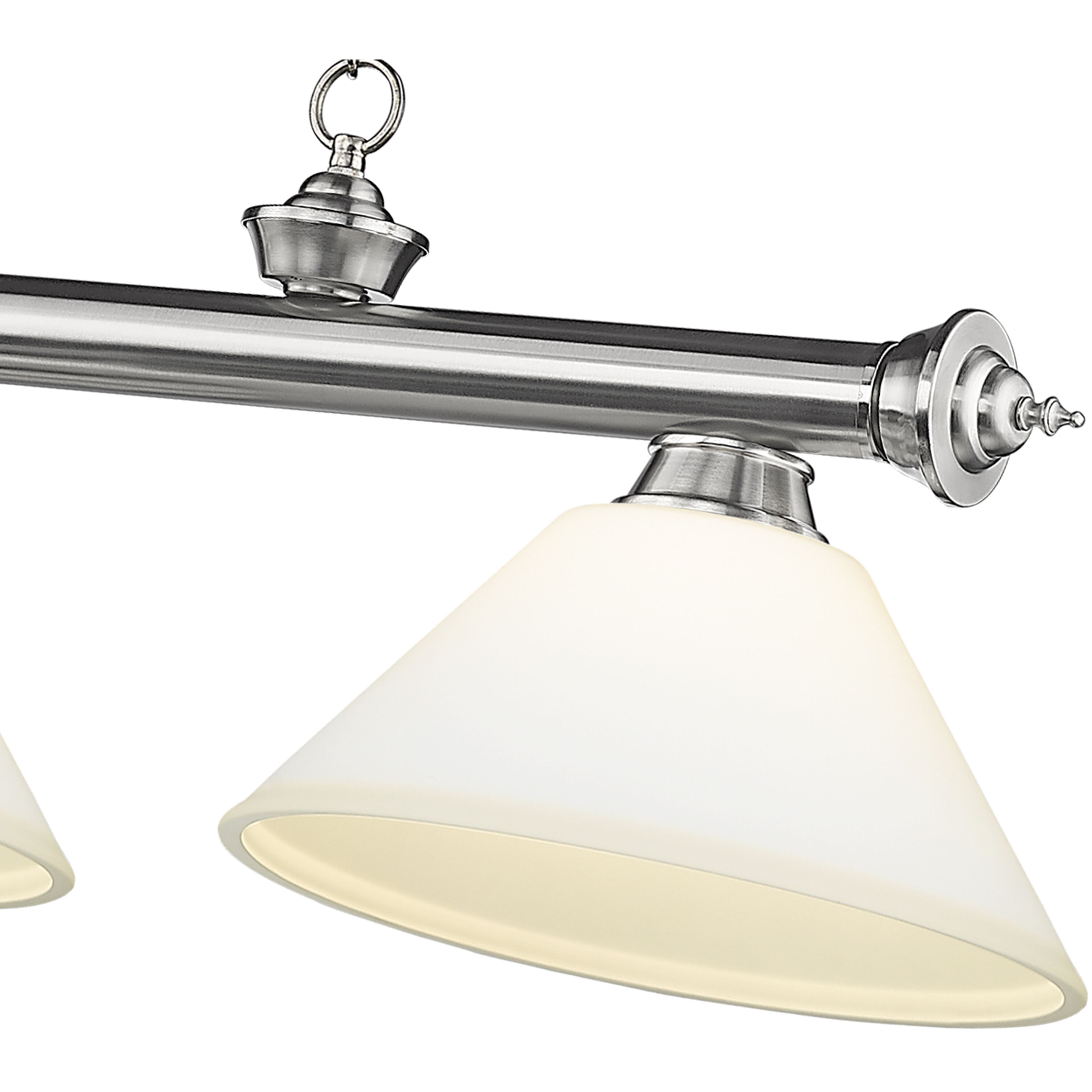 Cordon 3 Light 57.25 inch Brushed Nickel Billiard Ceiling Light in Matte Opal Glass