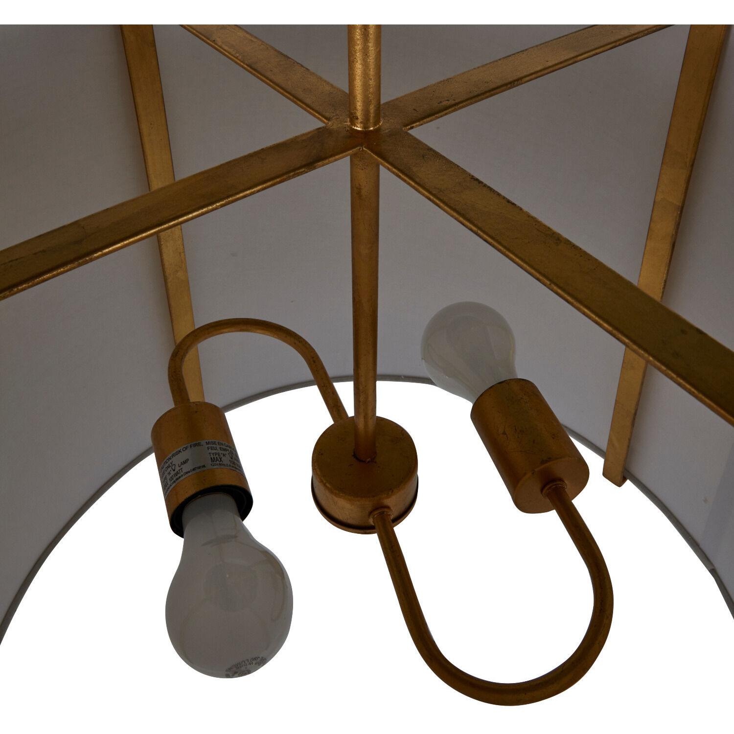 Arbella 2 Light 24 inch Vintage Gold / White Linen Pendant Ceiling Light