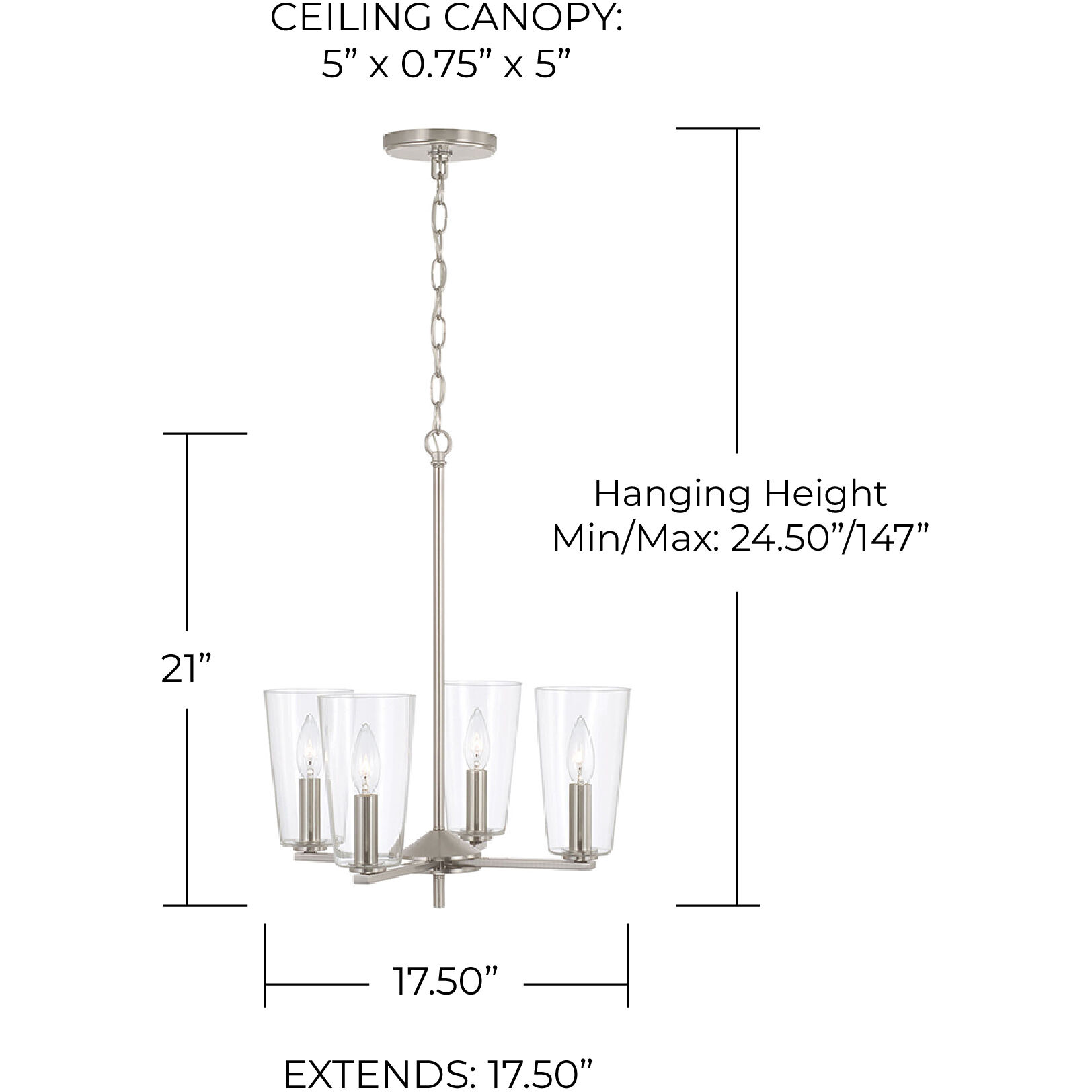 Portman 4 Light 17.5 inch Brushed Nickel Pendant Ceiling Light