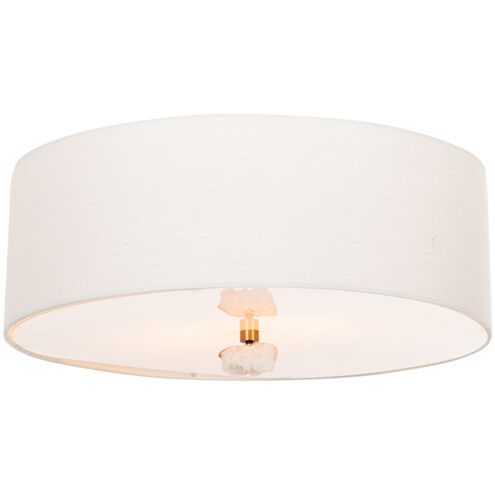 Mabel 2 Light 24 inch Matte Antique Brass / White Linen / Natural Stone / Acrylic Flush Mount Ceiling Light