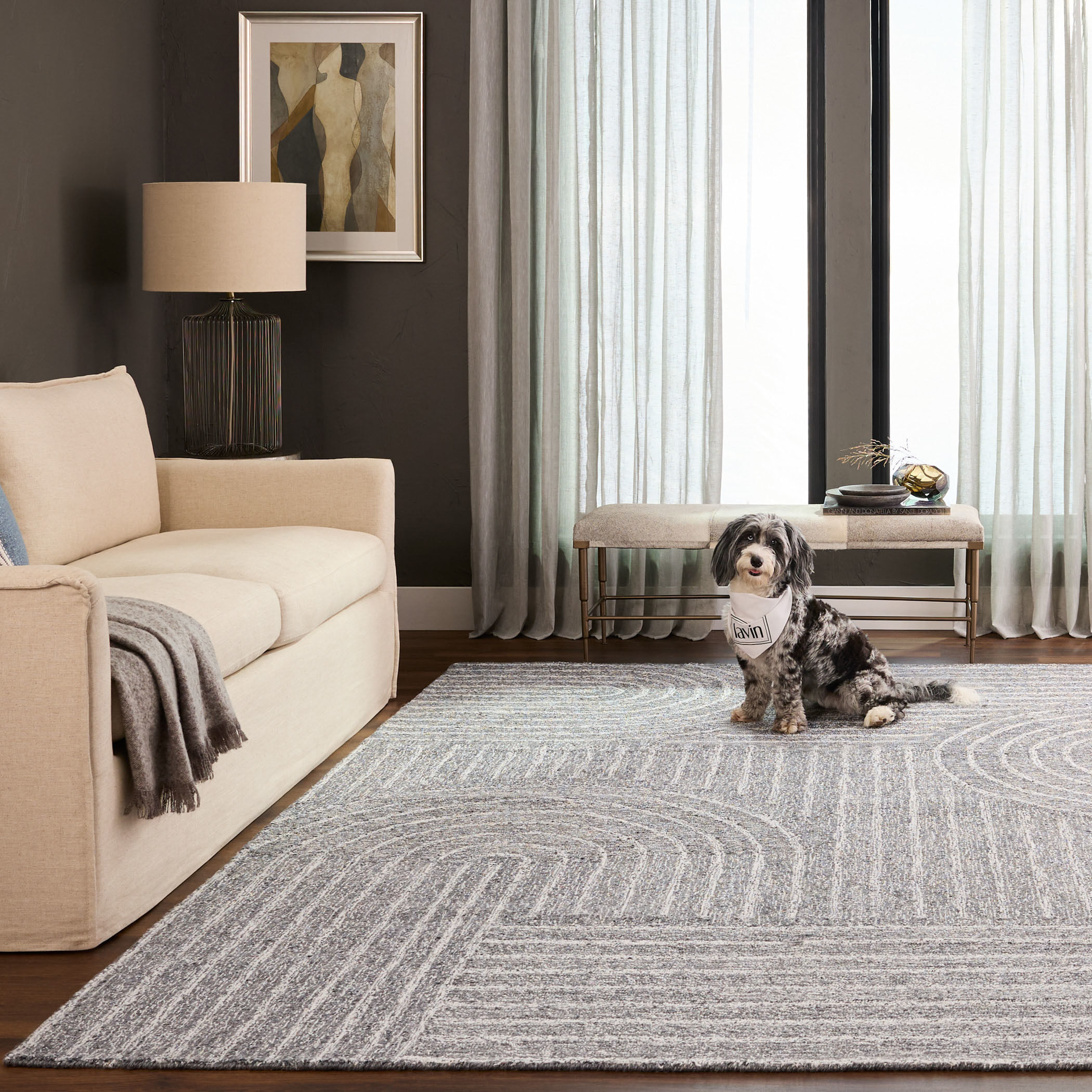 Kali 130 X 94 inch Grey/White Rug in 8 x 11