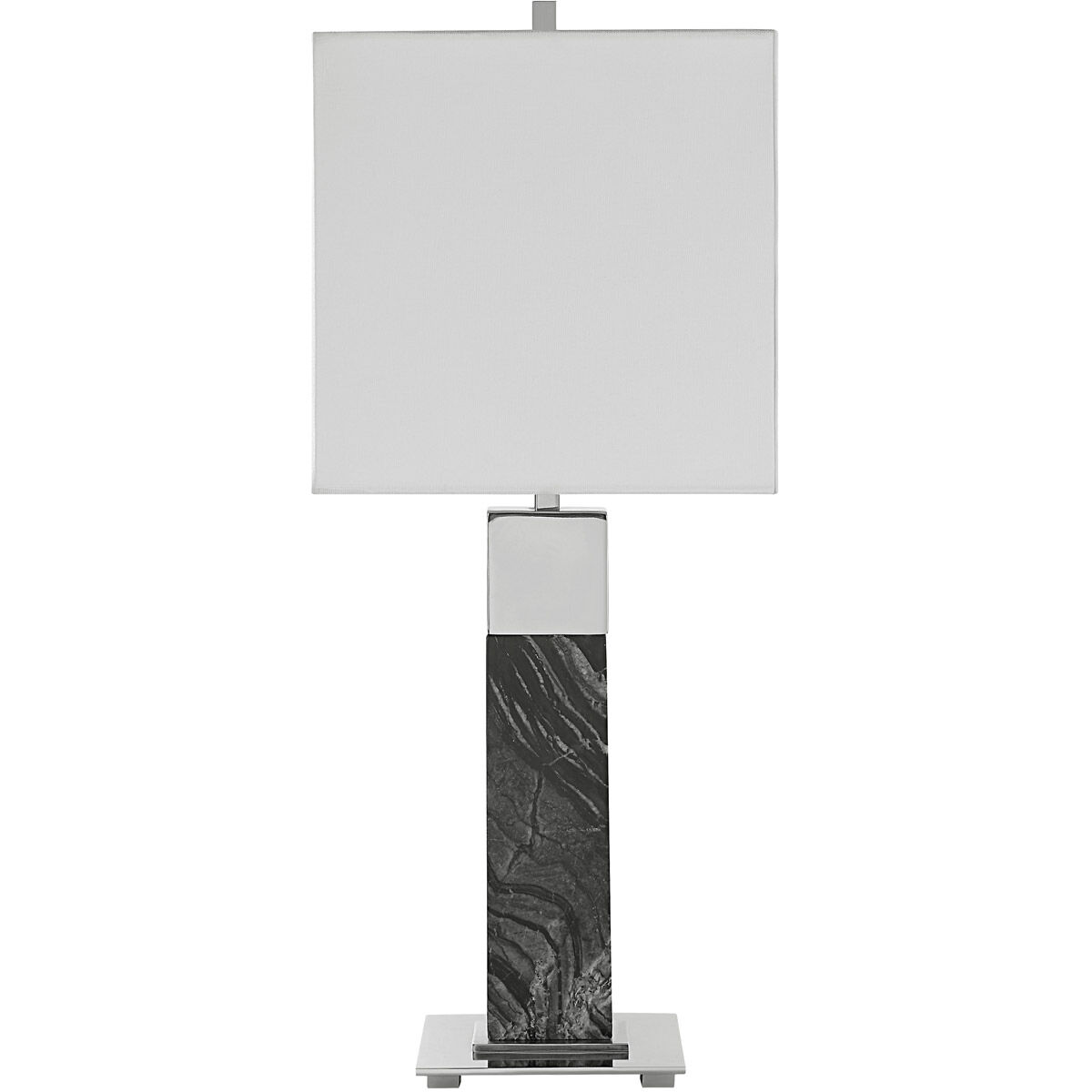 Pilaster 27 inch 100.00 watt Black Marble and Polished Nickel Table Lamp Portable Light