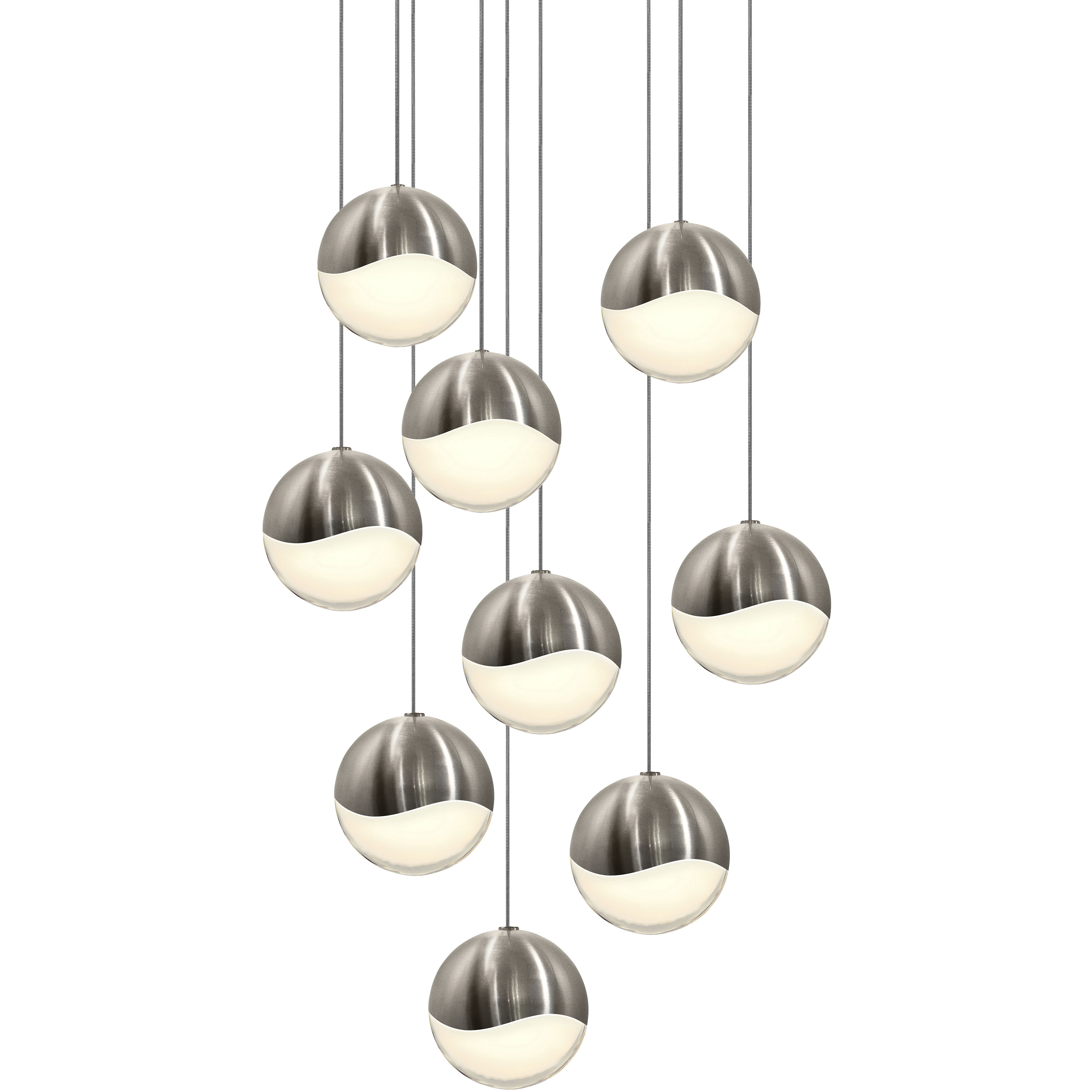 Grapes LED 13.75 inch Satin Nickel Cluster Pendant Ceiling Light in Large