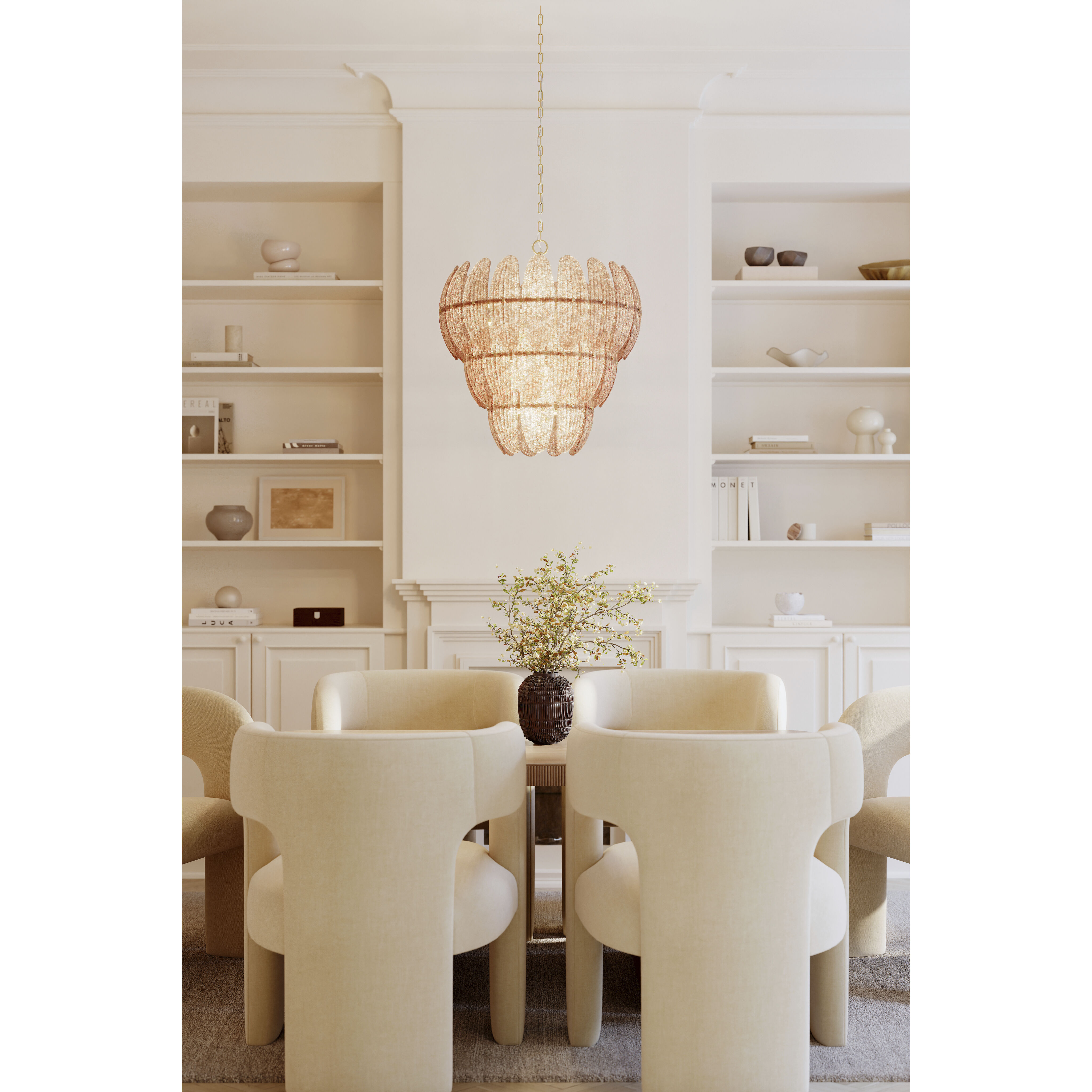 Marclaire 11 Light 26.5 inch Legacy Brass Pendant Ceiling Light in Brown Textured Handmade Glass