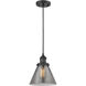 Franklin Restoration Cone 1 Light 8 inch Matte Black Mini Pendant Ceiling Light in Incandescent, Plated Smoke, Franklin Restoration