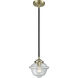 Nouveau Oxford LED 7.5 inch Black Antique Brass Mini Pendant Ceiling Light in Clear, Nouveau