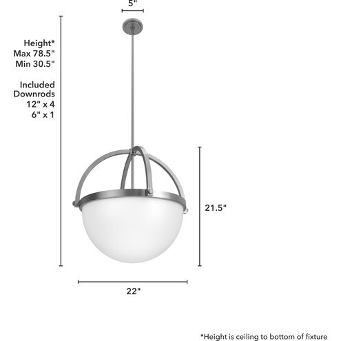 Wedgefield 4 Light 22 inch Brushed Nickel Pendant Ceiling Light