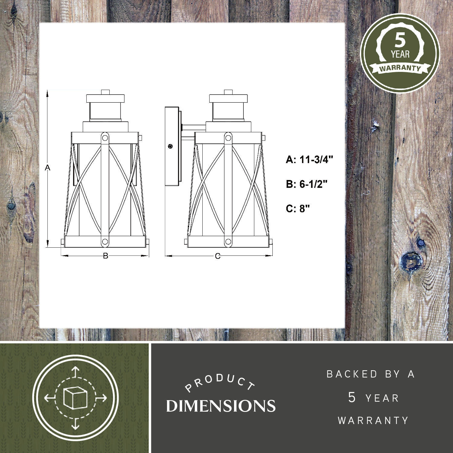 Harwood Oxidized Iron and Burnished Elm Outdoor Motion Sensor